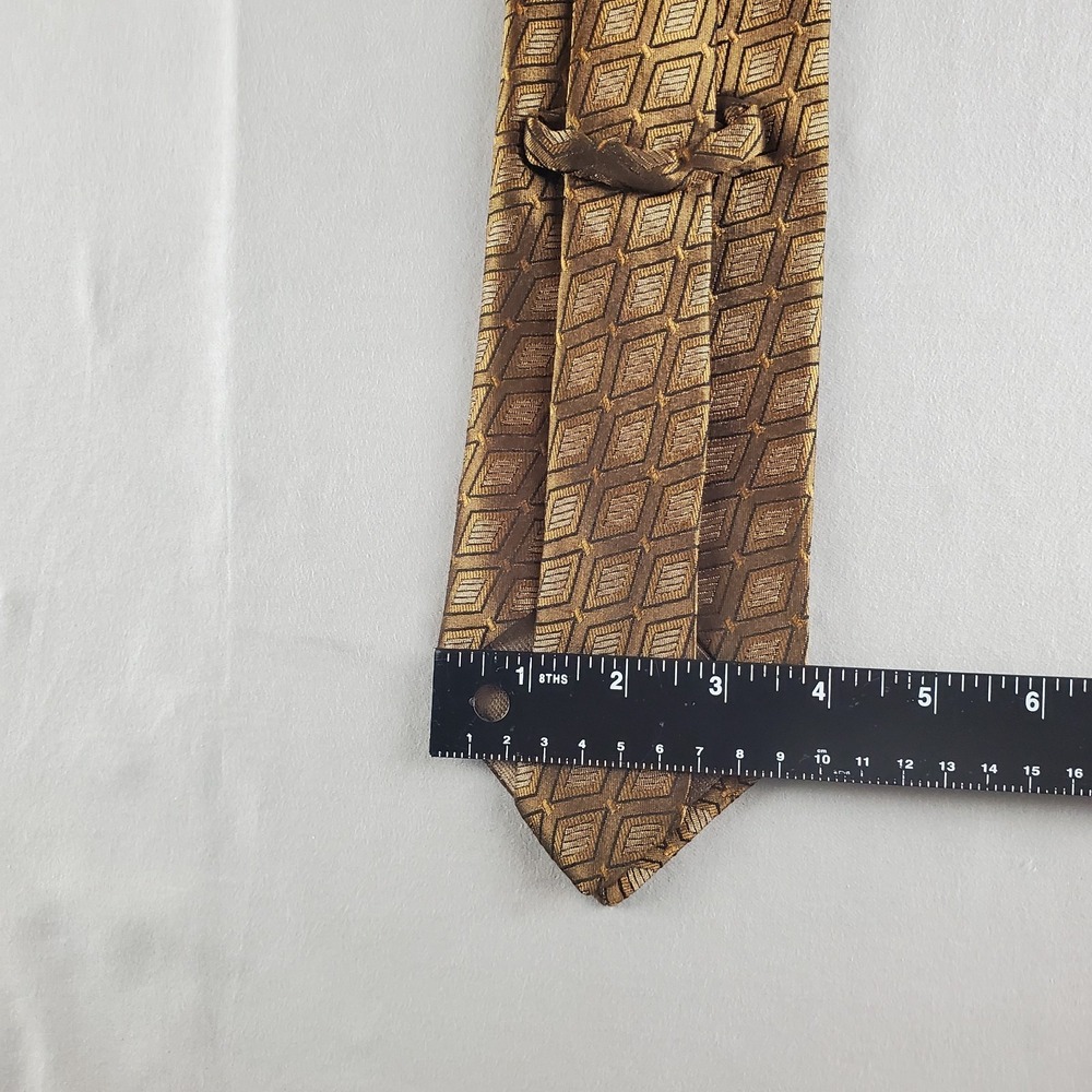 Dolce Gabbana Ties Mens 60 3.75 Gold Geometric Silk Designer Italy Luxury - Picture 13 of 13